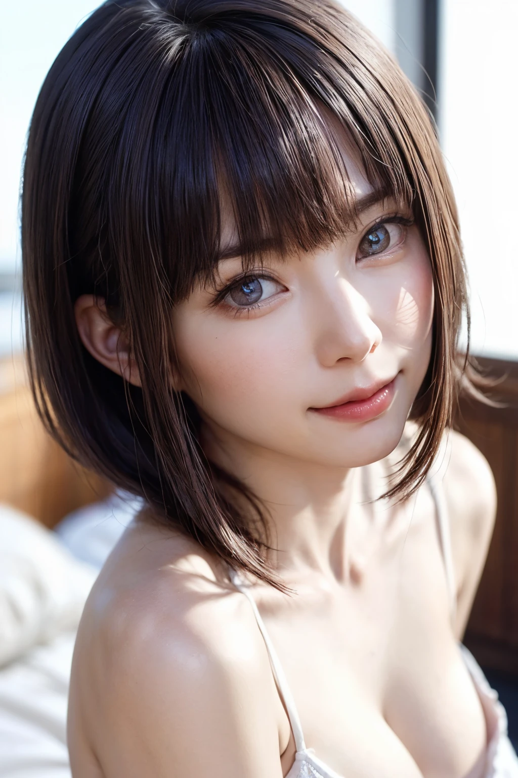 (Tabletop, Highest quality、Very attractive adult beauty、Add strong highlights to the eyes、Look closely at the camera:1.4、A beautiful woman with mature charm、Ideal body type、Perfect Anatomy、Short brunette bob、Shiny Hair、Lip gloss),One Girl, alone, 明るい茶色のShiny Hair, scarf,Realistic, Looking at the audience、Please tilt your head a little, Bright colored crystal light blue eyes, 短いShiny Hair、 chestの中央に穴が開いた白いタートルネックの服,chestの真ん中に丸い穴が開いたセクシーな白いタートルネックのニットセーター、 lips, Lip gloss,prohibit, Upper Body、Big eyes、eyelash、Face is a little red、Embarrassing)、((Italian road system in winter))、((Short hair with bangs、Big eyes、Give students a very strong highlight、{Huge|big|Hugeな|Mega} chest:1.4、very bigger chest、Gazing at the audience、Very beautiful beauty、Listen carefully、Long neck、Laugh a little、Beautiful Teeth、Laughing with your mouth open、Heart-shaped pupils))、28 years old、Very cute supermodel、