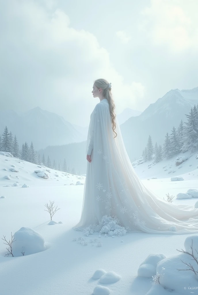 Cold winter,The girl raised her hands in the air,Pour hot water into the sky,Splash the water into the sky,A beautiful spectacle of ice mist was formed,The girl looked up at the beautiful ice mist,In the background is a pine forest covered in snow,Heavy snow covered the jungle,The pine trees are full of ice flowers,ultra-realistic realism,Excellent photography,Professional light and shadow effects,The splash of water splashing into the sky unfolds in an elegant arc of ice mist,The sun shines through the ice mist,Shine brightly,brilliant colorful,The setting sun dyes the snow-capped pine forests golden,Beautiful young wind spirit, Ice Princess, Crystal clear ice mist,Beautiful digital artwork, ethereal essence, A witch who casts ice mist, glowing lens flare wraith girl,ryan dyar, winter vibes, marc adamus, author:Matthias Wescher, author:Franz Hergi, Snow, author:Karl Stover-Bern, author:Sebastian Spoon, Fog blanket, winter setting, author:Wolfgang Zelmer, magical white fog, beautiful snowy landscape, author:Adrian Zingg