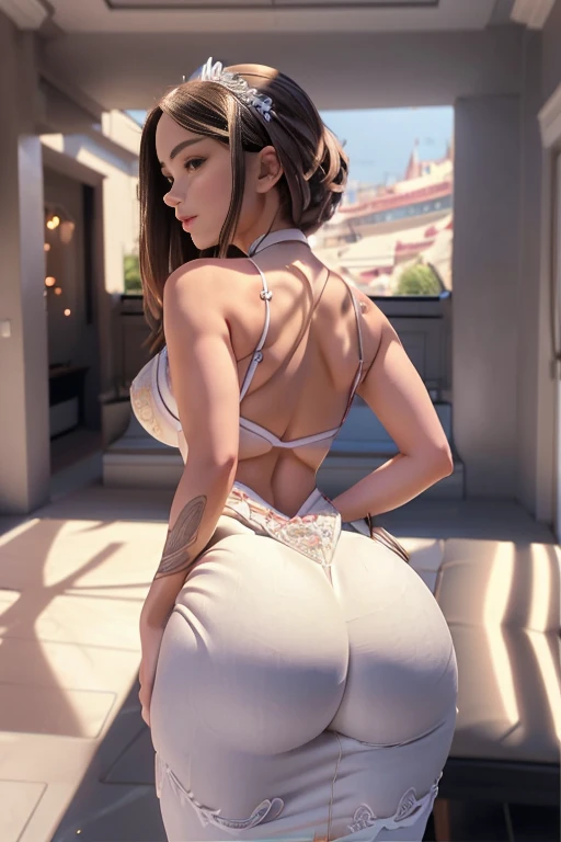 Realistic, Natural Beauty, Masterpiece, Full Body View Visible, Hailee Steinfeld, Perfectly Accurate Face Proportion, topless, completely naked,Realistic Light brown Eyes, Thick Eyebrows, slim toned Thighs, tight ass, perky round breast , slim body type, perfect body type, realistic pink vagina, standing on a rooftop