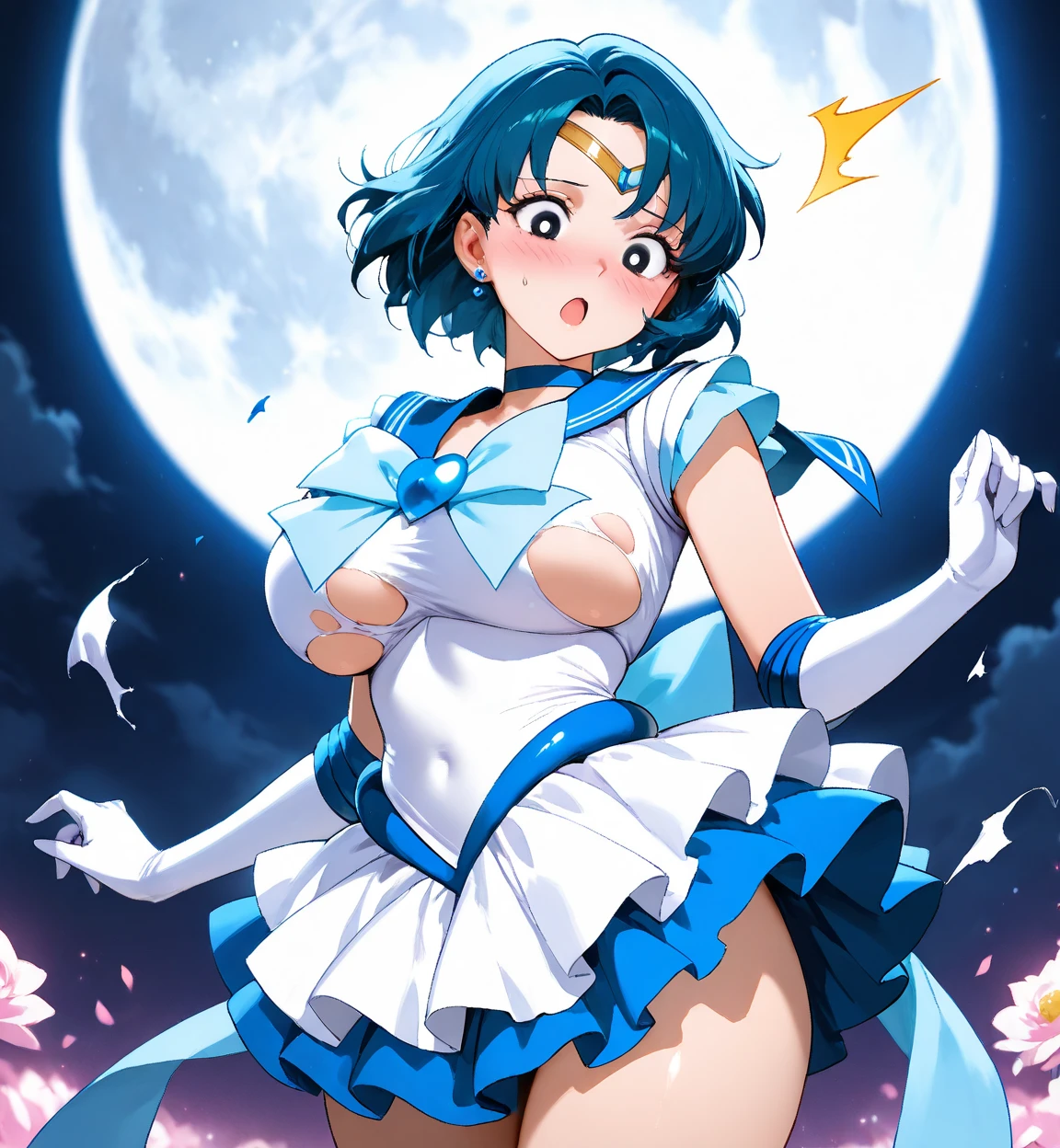 (((highest quality)))、(((NSFW)))、(((1 Beautiful Girl、anime picture、bob hair、blue hair、sailor mercury、exposing buttocks、huge ass、exposing chest、huge breasts、The whole face is wet with semen)))、(((Semen popping out of the penis、cum on face、Massive exposure to semen on the face、cum in mouth、cum overflow from mouth))、(((Hold your hands on your chest and pray、put your hands together on your chest、Gasso、palms together)))、(((huge penis、deep throat、deep throat、blowjob、oral sex)))、(((crying face、open your mouth wide、cry out、scream、shed tears、drool)))、(((sexual climax、pleasure、orgasm)))、(((firm buttocks、sexy、eroticism)))、(((torture、imprisonment、Questioning)))