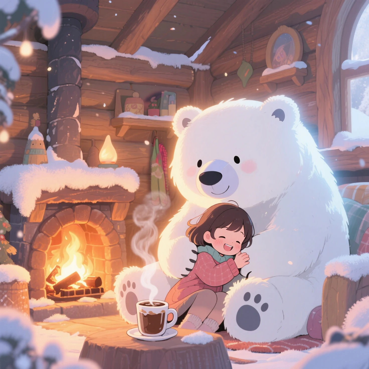 Illustration of polar bear eating ice cream, Smile, Children's Book Illustrations, Moody