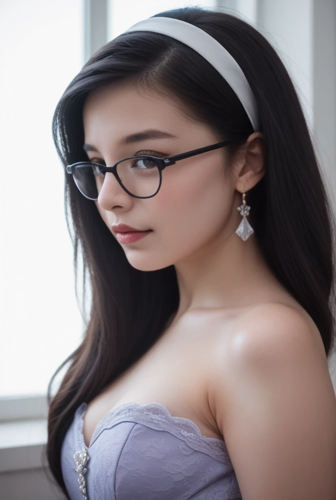Purple Powder Queen, wear glasses
