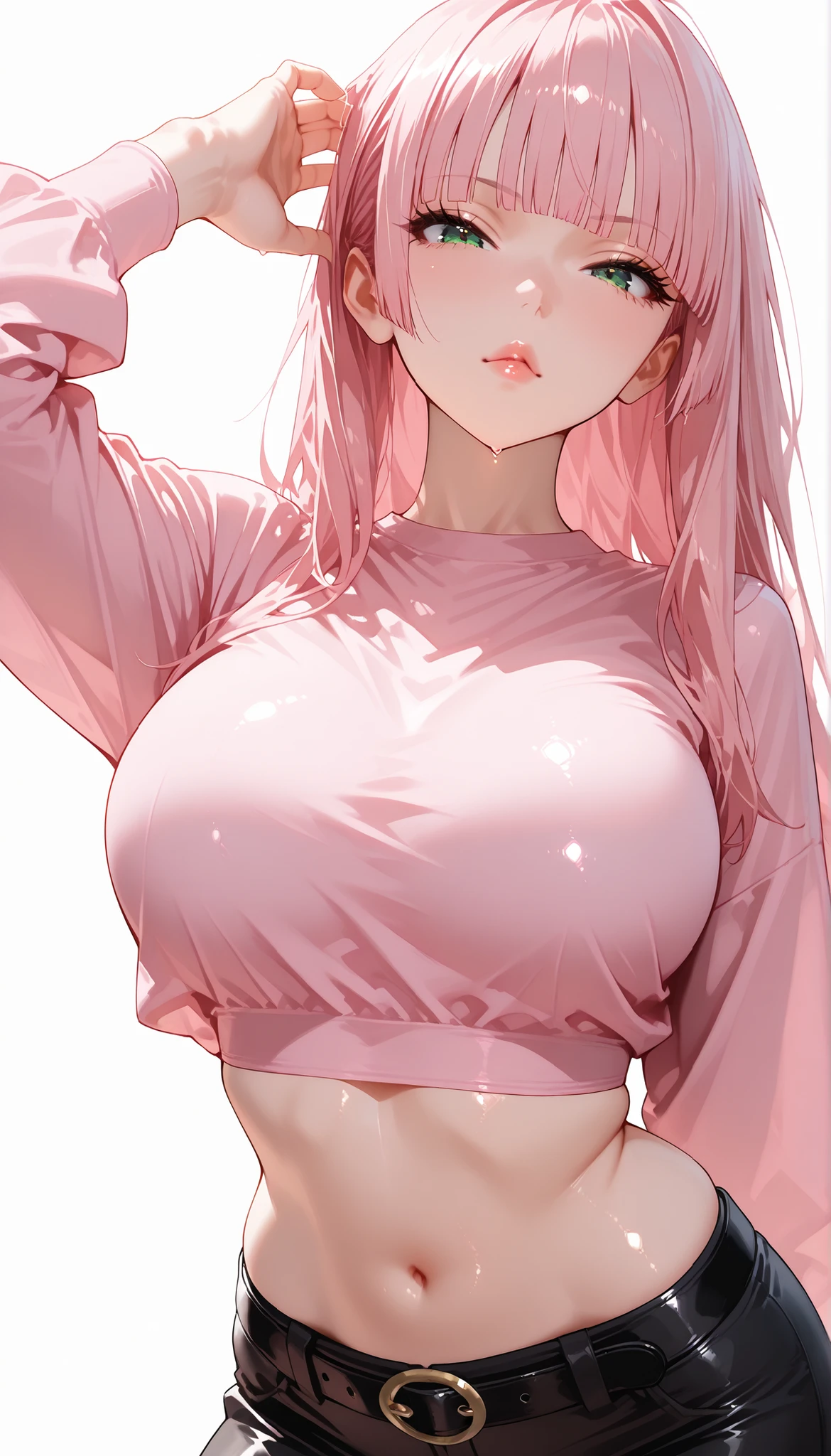 ((masterpiece)), ((best quality)), nsfw, 1girl, solo, momosuzu nene, hololive, ((completely nude)), blonde hair, long hair, green eyes, double bun, hair flower, [[collarbone]], ((((huge breasts)))), cleavage, navel, puss, pussy juice, [ass visible through thighs], indoors, ((dark room)), [[lamp]], [[night]], sweat, wet, shiny skin, [[embarrassed]], [[smile]], female orgasm, arm up, presenting armpit,