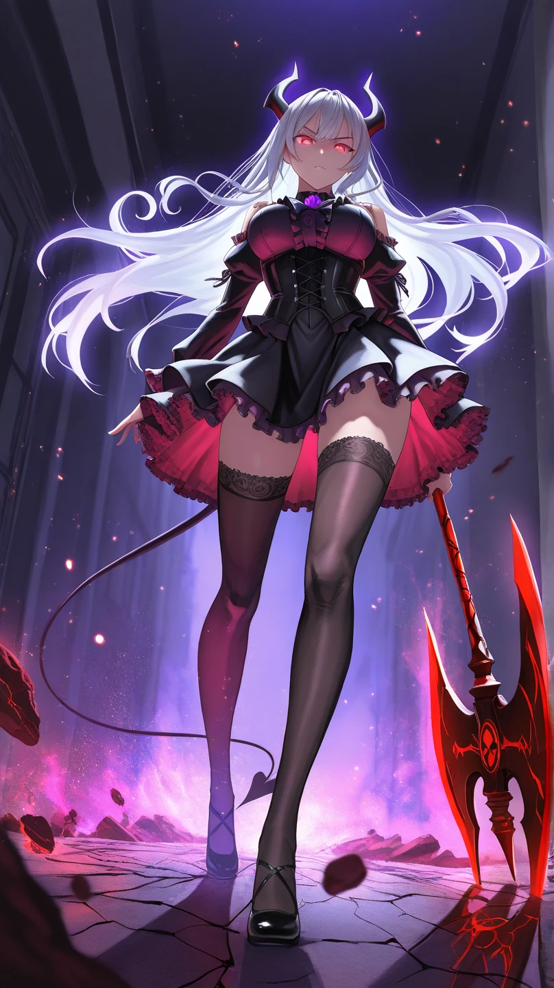 A young black cat girl fights enemies with a large sword
