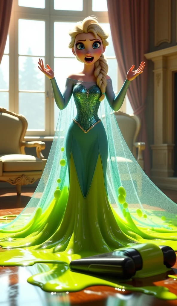 Portrait of elsa in coronation dress, looking down, action packed, elsa as a nordic woman, photograph of elsa as human, soft skin, illuminated, day light, sunkissed, frosty jewellery, glass crown, fairy tale, sharp focus, cinematic, realistic, hyper detailed, frosty flowy dress, zoomed out, full body, floor length black, purple and green dress, clicked from afar, doe eyes, frosty forest
.
идеальная анатомия рук и пальцев.
--stylize 250.