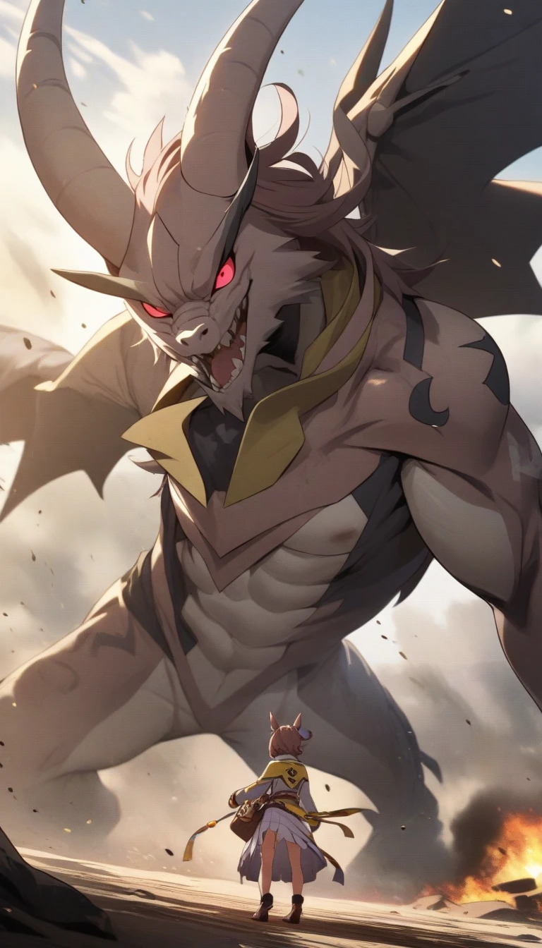 Publaz, dragon, golden fur, two tone, golden eyes, muscular body, perfect eyes, Handsome, nice, bareness, Sweat beads, Express, Bathroom background,(close up),(frightened eyes:1.3),Turn to look at the screen,dragon角,dragon尾,Different pupils,perfect masterpiece,(16k),white belly