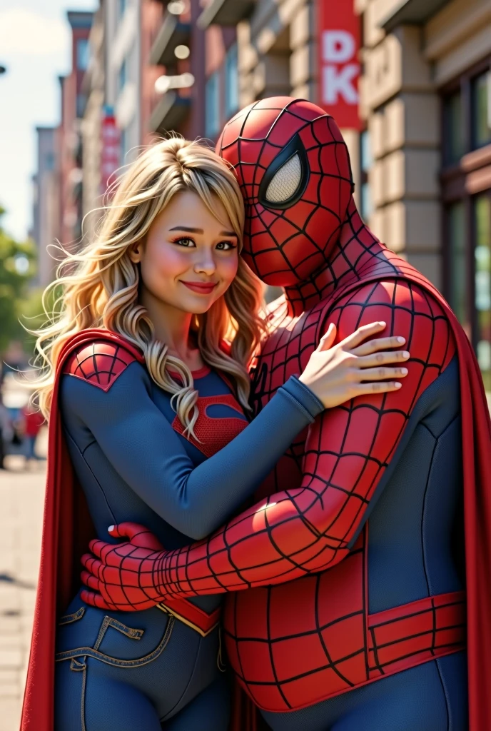 RAw photo, 2girls, wearing spiderman costume, smooching, blue eyes, blonde, redhead, brunette, <lora:PA7_Beautify2:0.1> PA7_Photo -FL