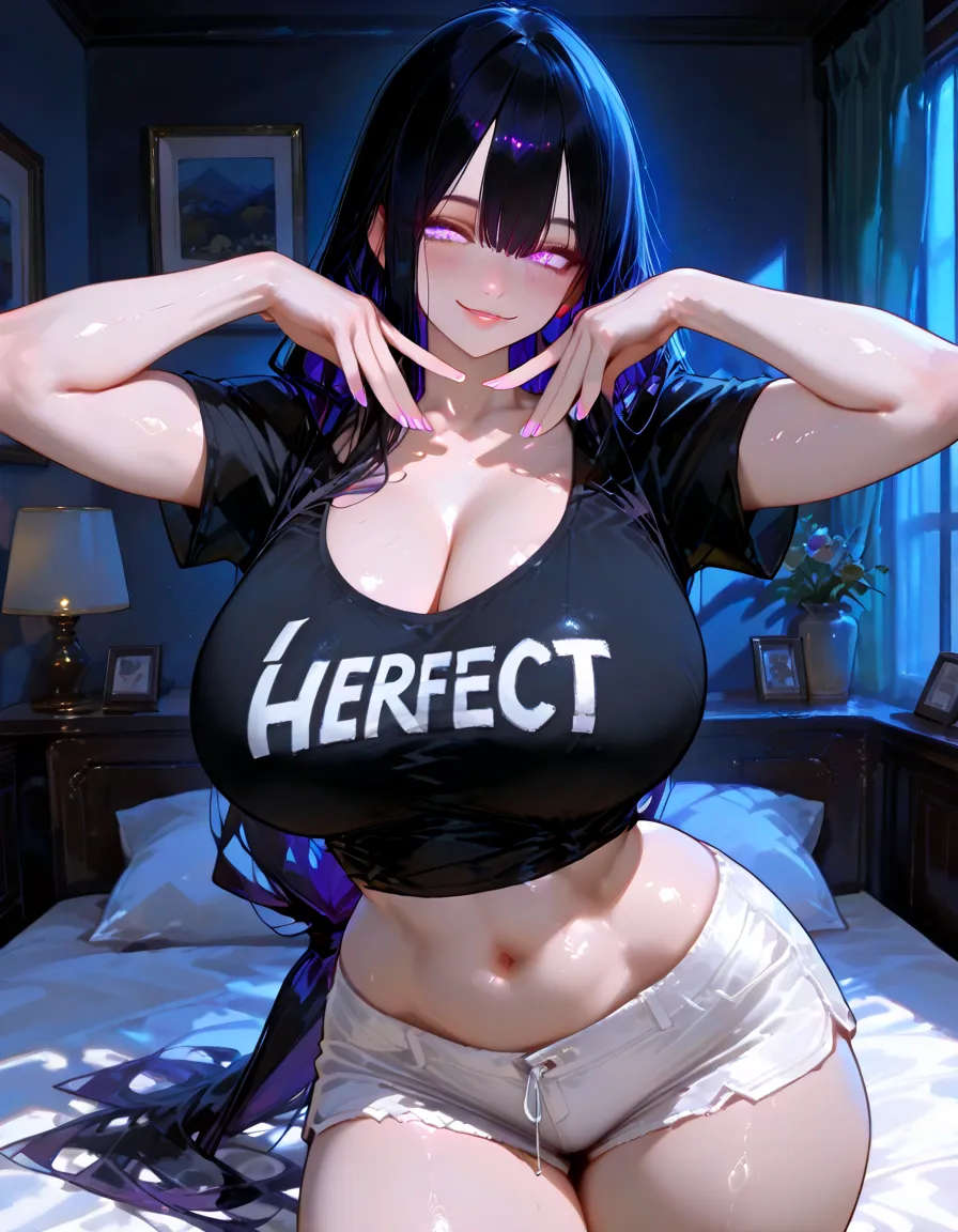 best quality, highest quality, masterpiece, high resolution, clean picture, smooth picture, high details,
1girl, black hair, long hair, pony tail,
huge breasts, summer dress, (hands on chest)