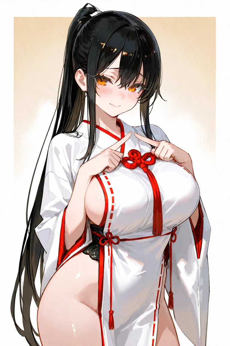 ((Browsing Caution,Nude,tits))bright red student,Large Breasts,Black and white yukata,A cute and adorable girl who grows runes