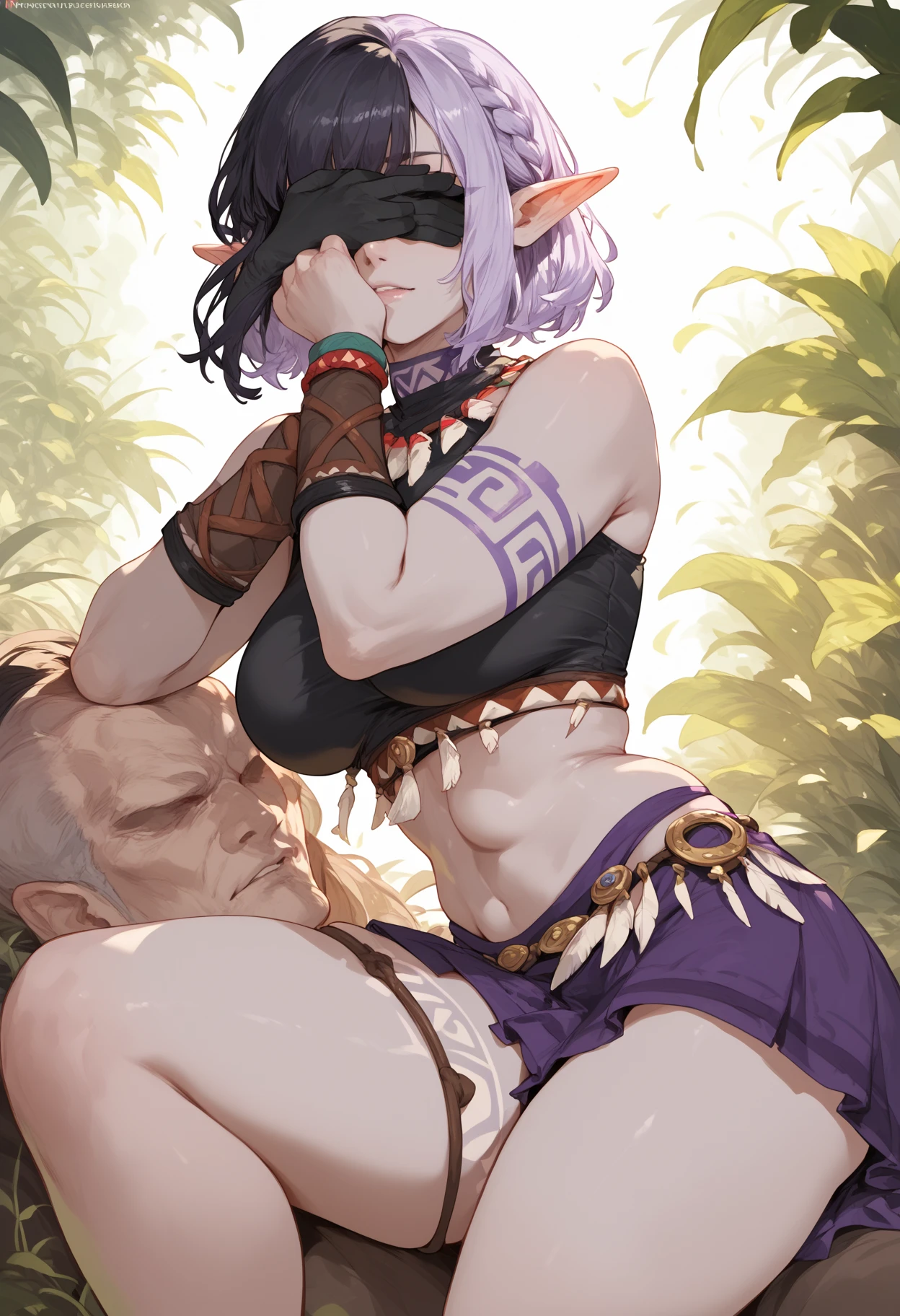 (((3orcs in))),(((1girl,3orcs,fellatio,sex from behind, imminent vaginal,gangbang ))),(regretful expression),(((dressed))),masterpiece,super detailed background,delicate pattern,Best intricate and detailed quality, highly detailed face,highly detailed eyes and face,very fine eyes,kochou shinobu,colorful hair,No bangs,hair intake,purple eyes,Haori,butterfly,Weiss' Saber,dressed,Purple lace butterfly design bra,purple lace butterfly design panties,clothing ,looking at the viewer,smile,High resolution,perfect anatomy,cinematic lighting,anime key visual,detailed and beautiful eyes,highest quality,unity 8k wallpaper,super dense skin,white skin,outdoors,sunlight,