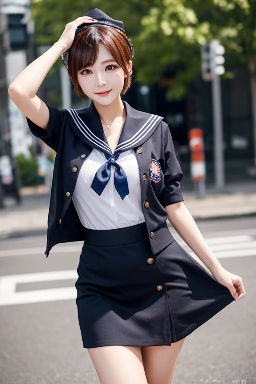 ((Best of the highest quality, 8k, Masterpiece: 1.3, raw photo)), Sharp focus: 1.2, (1 AESPA, slim body type female, 21 y/o: 1.1), (Solo: 1.28), (realistic, photo-realistic:1.37), face focus, cute face, finely eyes, side lighting, using reflectors, (small breasts, flat chest, Thigh: 1.3), (short messy hair, bangs, updo: 1.28), (wearing blazer school uniform:1.32), (panties:1.32), (ribbon:1.2), walking terrace dining, sun light, flower, (from below:1.1)
