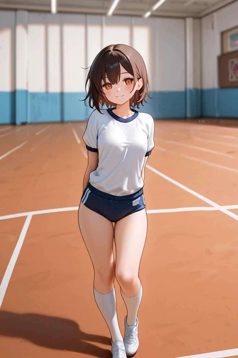 ((masterpiece)),((highest quality)),((Anatomical)),((Realistic)),((Detailed Description)),((cute)),((((sports warehouse)))),(((1 kindergartener))),((Beautiful eyes)),((Baby Face)),((Petite)),((Bewitching Smile)),(((Sportswear))),(((Glasses))),Full body view,Gymnastics Mat,