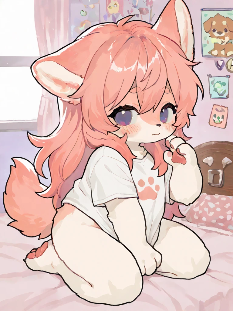 score_9, score_8_up, score_7_up, score_9, score_8_up, score_7_up,large breasts, furry, 1girl,sweater, b3droom, pink theme, kawaii, indoors<lora:Private_roomkawaii_female_bedroom:1>