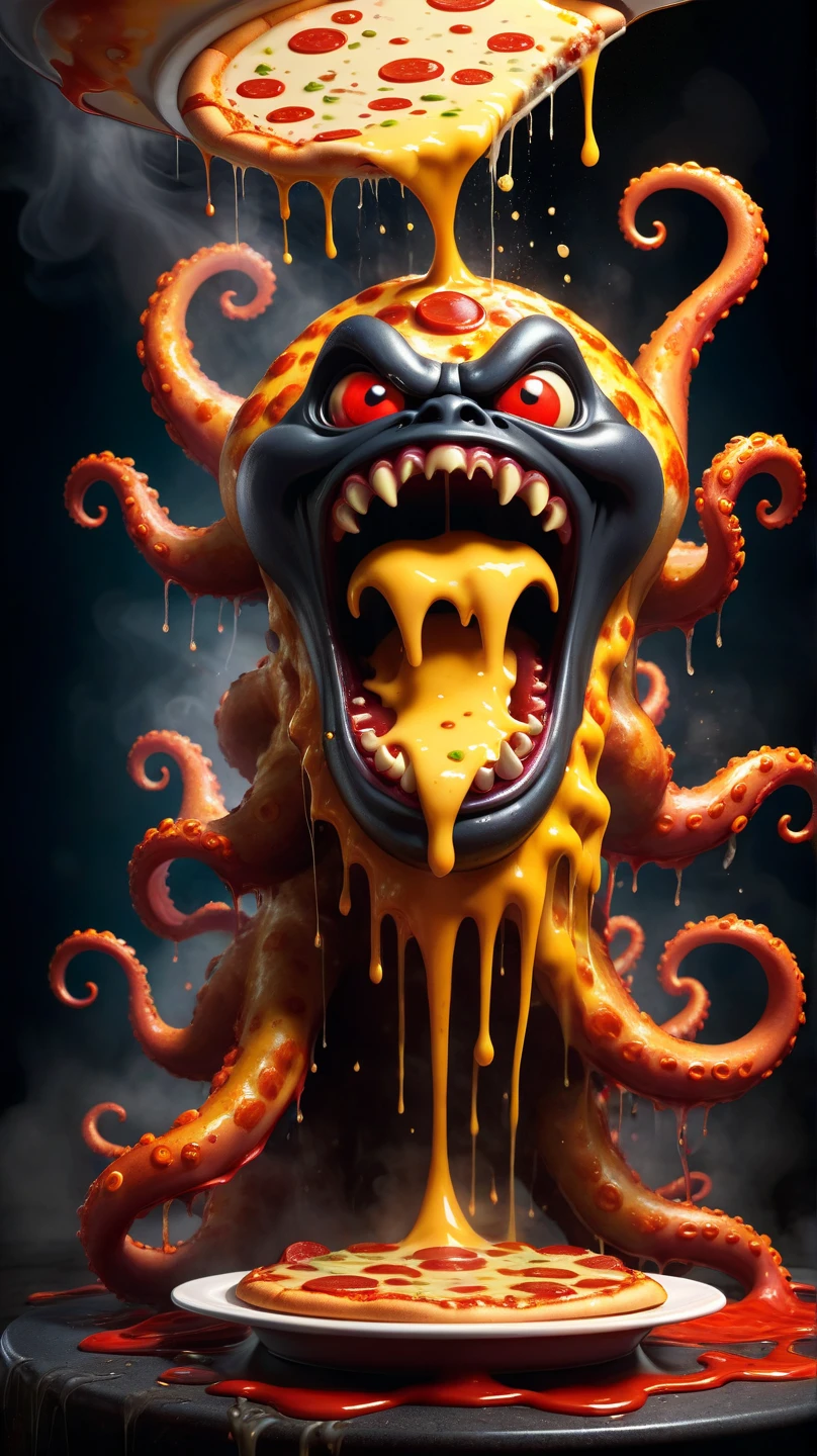 Juicy Lion dripping with pudding in nychos art style
