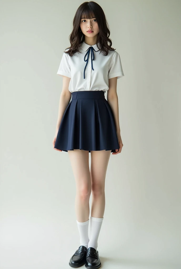 (full body:1.3), ((solo)), (twin-tailed hair solo girl), (slender small breasts), (summer school uniform:1.3), (without background:1.3)、(true anatomically correct:1.3), (complete hands:1.3), (complete fingers:1.3), Photorealistic, Raw photography, masterpiece, top-quality, Hi-Res, delicate and pretty, face perfect, Beautiful detailed eyes, Fair skin, Real Human Skin, pores, ((thin legs)), (Dark hair),
