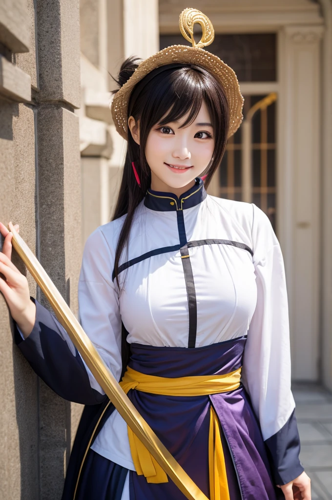 (8K、Raw photography、Highest quality、masterpiece:1.2),(Black Hair、Dark Eyes:1.9),(:1.6)、View your audience,Viewed from the front,White skin,(Twin tails:1.3)、(Tight waist:1.6)、(Clothes that accentuate the shape of the breasts:1.0)、(Big Breasts :1.3)、Slim figure、Ultra-high resolution,beautiful,beautiful fece,(One person、No background:1.9),whole bodyボディー,Japanese women,(reality的:1.37)、Photon Mapping,reality、(-faced and cute: 1.4)、(Cute Smile: 1.8)、(Round face: 1.8)、Radio City、Physically Based Rendering、Depth of field rally background、photograph, (I can see your knees、Thigh close-up:1.8),(:1.6),whole body、Great quality