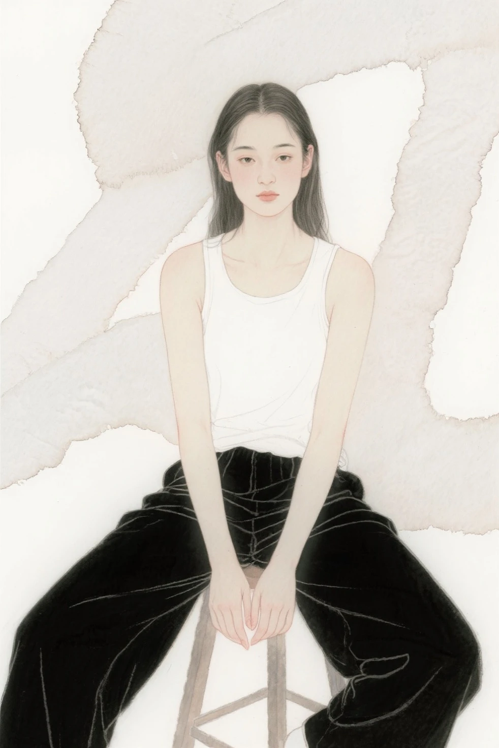 Girl holding her knees