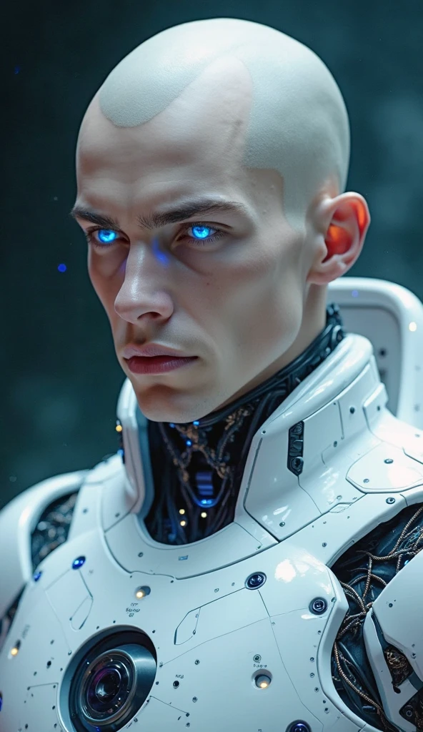 extremely detailed 8k wallpaper), intricate, richly detailed, A skinhead man, 21, with an iced skin, a luminous snow tattoo on his head. --auto --s2