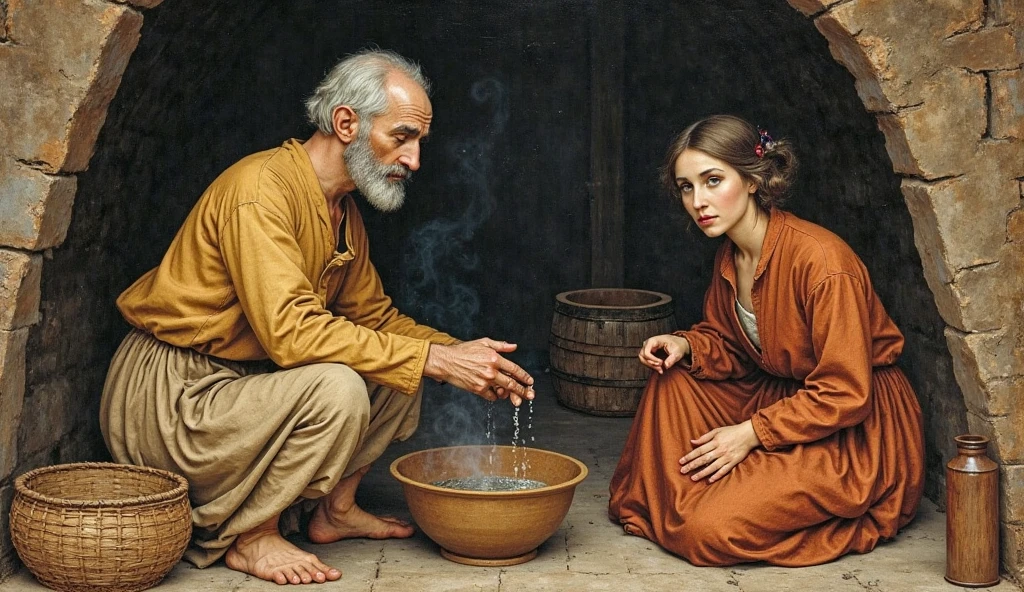 Socrates being splashed with water by his wife