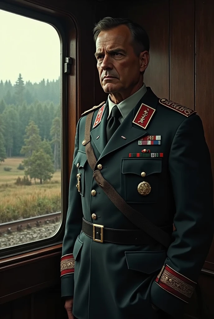 Image of a Nazi colonel closing the wooden window