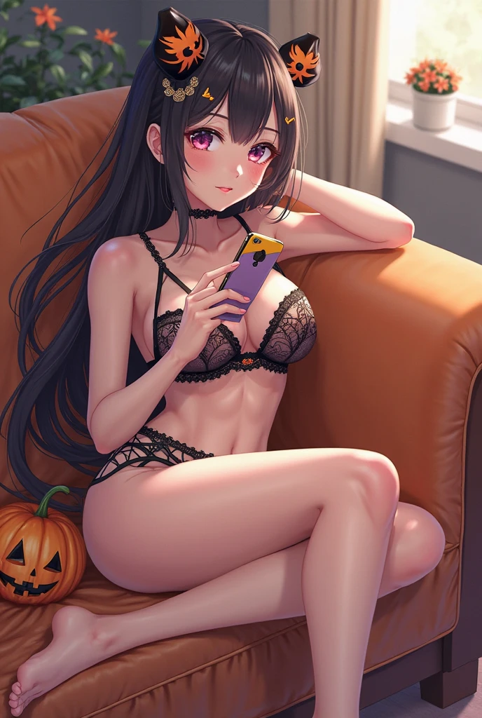 Anime girl with condoms in lingerie 