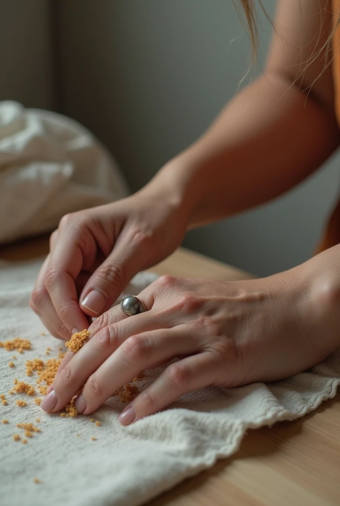 a hand is playing a sand table
