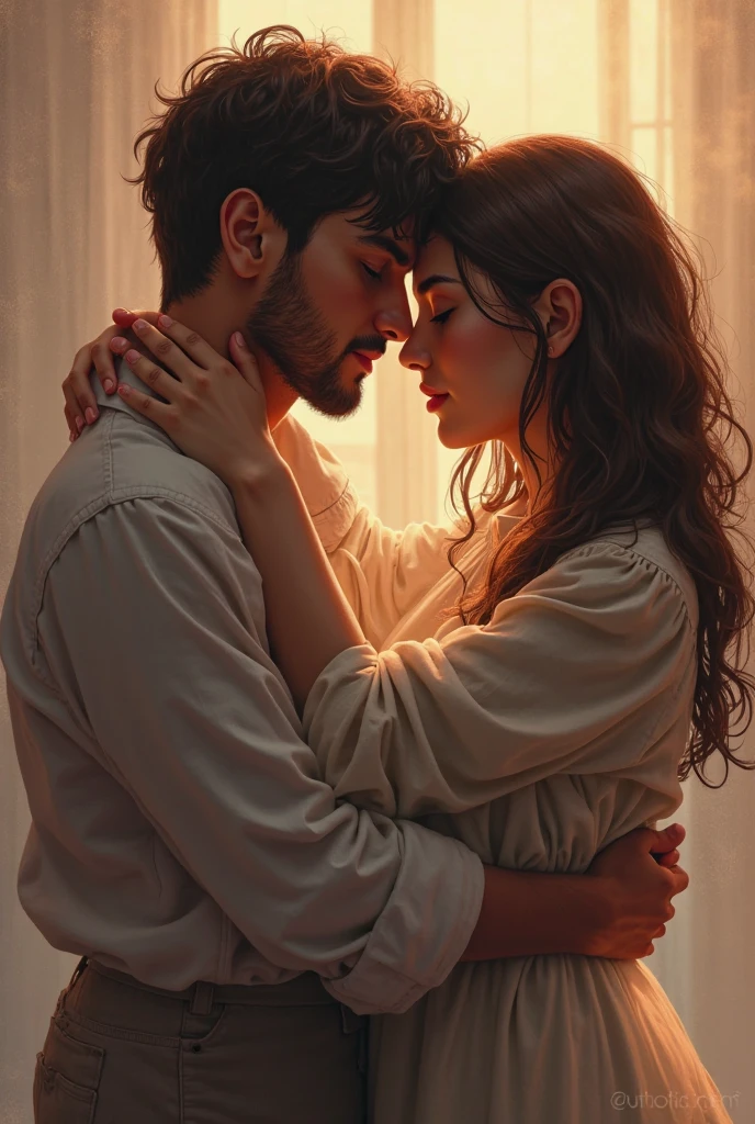 a couple , that the girl is hugging him from under his sweater