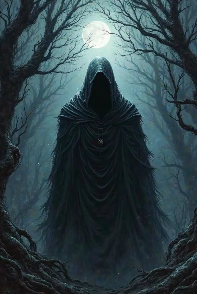 A mysterious figure standing at the edge of a dark forest, their cloak a flowing mass of shadowy linens that seem alive <lora:Shadowy_Linens:0.8> <lora:EnvyBetterHiresFixXL01:0:hr=1>
