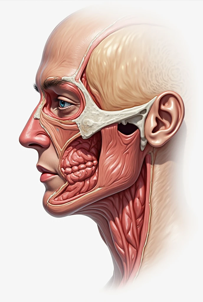 Neat image of larynx, pharynx and rings of cartilage of throat from one side of the neck only