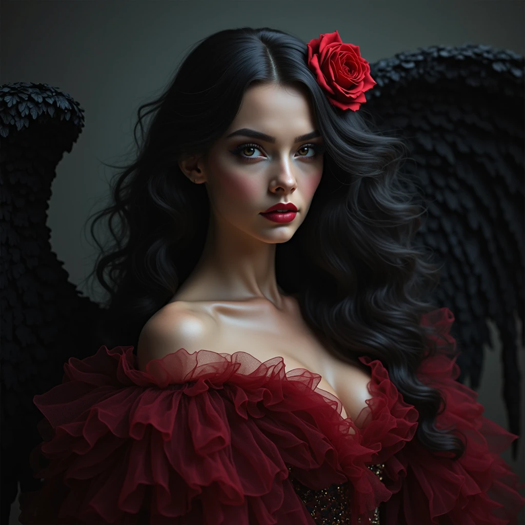 ((Masterpiece, best quality,edgQuality)),
ballgown,edgVS,  elbow gloves, necklace,  hands on hips ,wearing edgVS [lingerie|ballgown],wings
 <lora:edgVAgowns:1>
