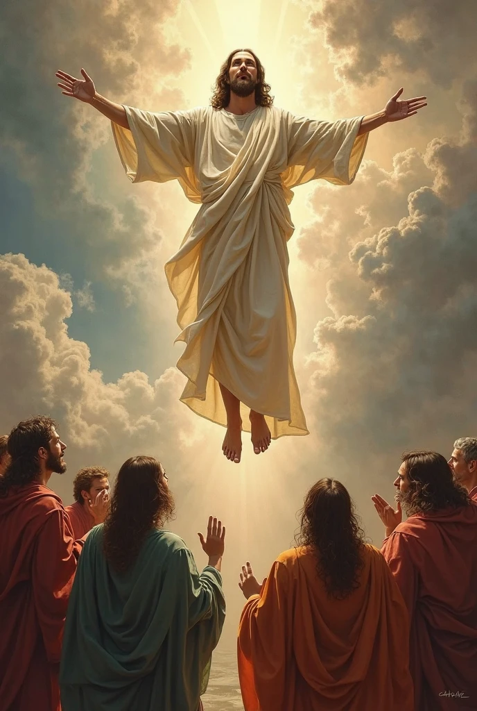 Jesus resurrecting from hell, in the style of Rembrandt