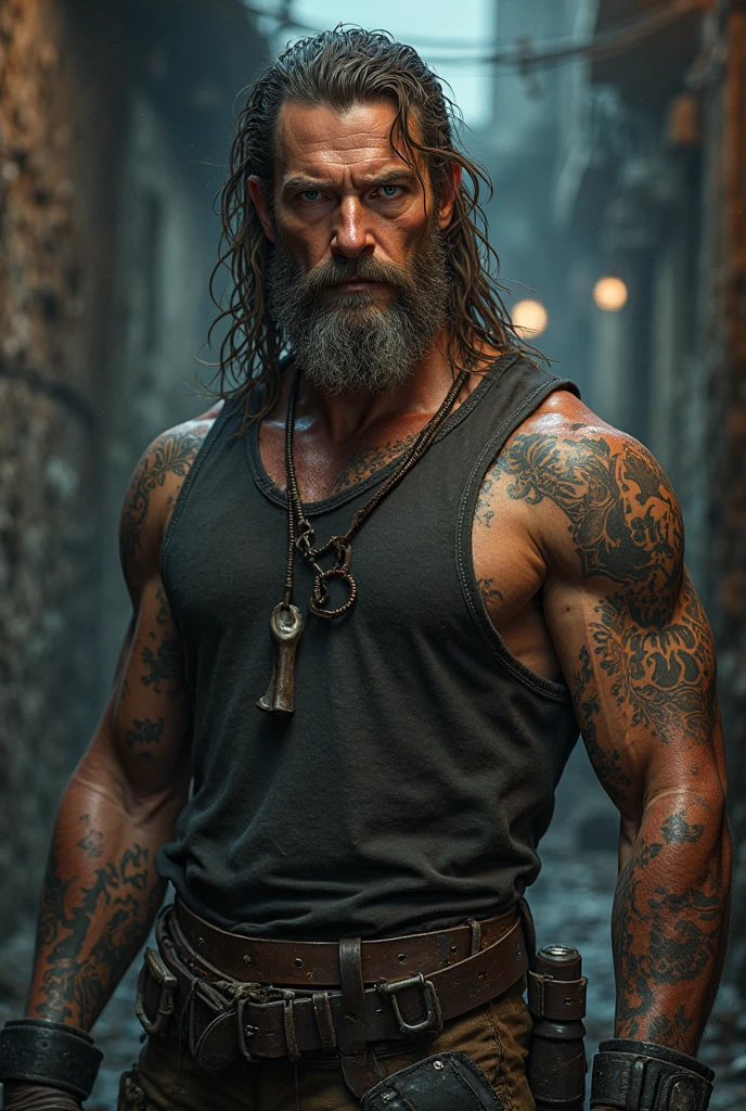 Viking hunter with bow tattoo