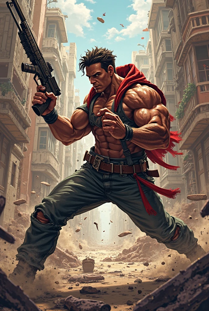(Masterpiece:1.2),(Highest quality),(Superb details),(Ultra high resolution),(best illustrations)Highly detailed,film,cinema,gentle,realistic,gentle,Masterpiece,wound,wound,bleeding,Cyborg,A powerful cyberpunk demon pig with a humanoid form,aggressive,Krosh Hok Hak,Powerful,strong,Red scarf with black pattern,Big muscles,6-pack,wound,wound,bleeding,weapon,Dynamic Action Firehand,Mouth shouts,angry