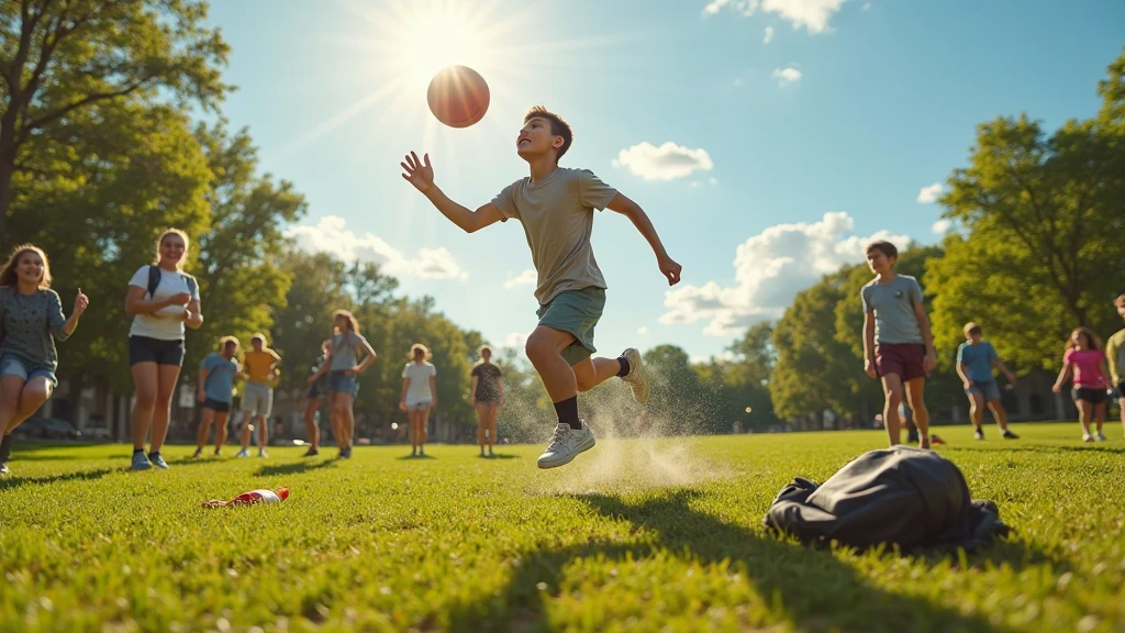 Children running on a sports field and throwing a ball at the wall