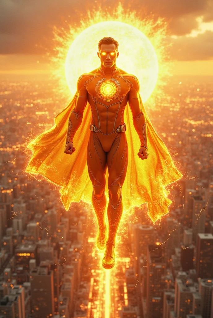 Create for me a hero with the powers of the sun man
