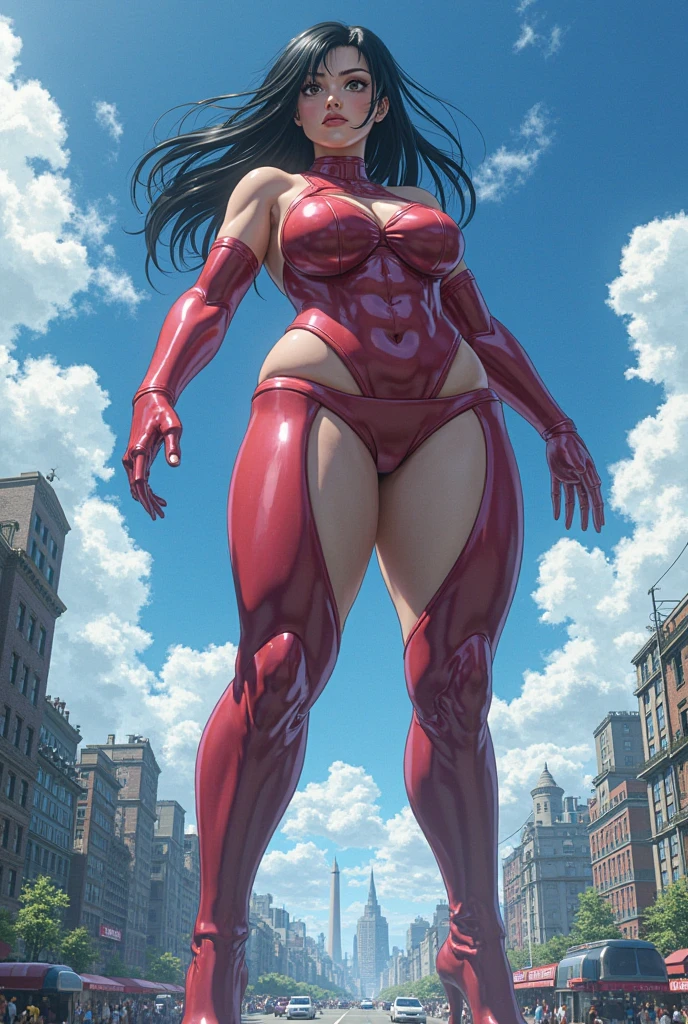 whole body、female、Big Breastake women bigger、Giantess、giantess、Realistic、Cute face、Walking giant alien woman、masterpiece、Highest quality、Very detailed、Giant black skinned woman、Giant Space Alien、Giant Alien、Head with antennae、smile、A small town destroyed by a giant alien、Aliens invading the city、Smoke-filled city、rubble、Gloomy Weather、Scary atmosphere、Rubber Suit、Alien Suit、Real Anime、Real Animeスタイル、whole body図、Portrait、Walking towards here、The fugitive々、Anatomically correct、Low - Angle
