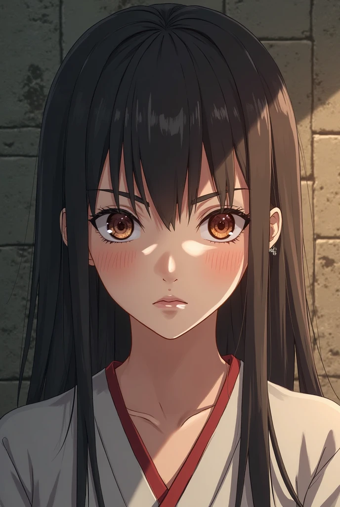 ??????, sinister, female, thin, pale, looking at the camera, ultra realistic, fully detailed, cemetery environment, bright eyes, white dress torn and stained with blood, bones exposed, putrid wounds, sensual, terrifying , angry , bruised by the body, exposed fracture in the collarbone, slight smile, super detailed, white eyes,gun shots in the body, black hair, Nezuko Kamado, Kimono open , pantie ,revelating clothes sexy , night .