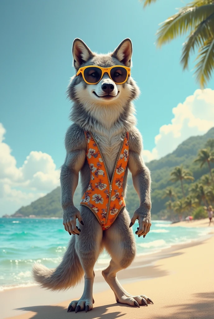 Realistic koala mask,bikini,large breasts,Poolside