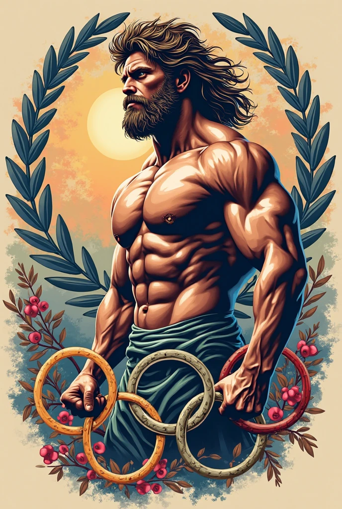 Healthy lifestyle with a bodybuilder   Circle 