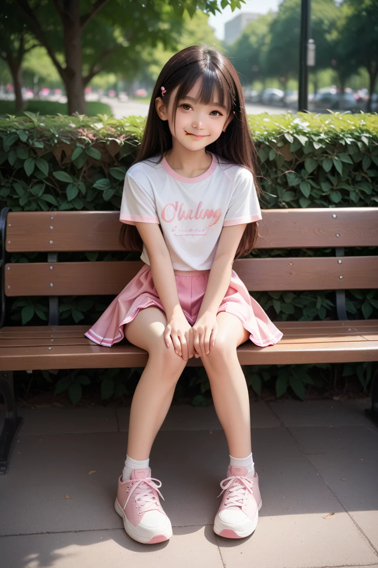 s old、Cute Woman、Cute face、Cute Smile、(10 year、full body shot、80mm、well-shaped chest、Slightly larger breasts、Lazy smile、Open neck tank top、mini skirt、Medium Long Hair、Dark brown hair、garden、Squirting、cherry blossoms、Because I'thin、Beautiful and thin legs、Clear white skin、Sit on、