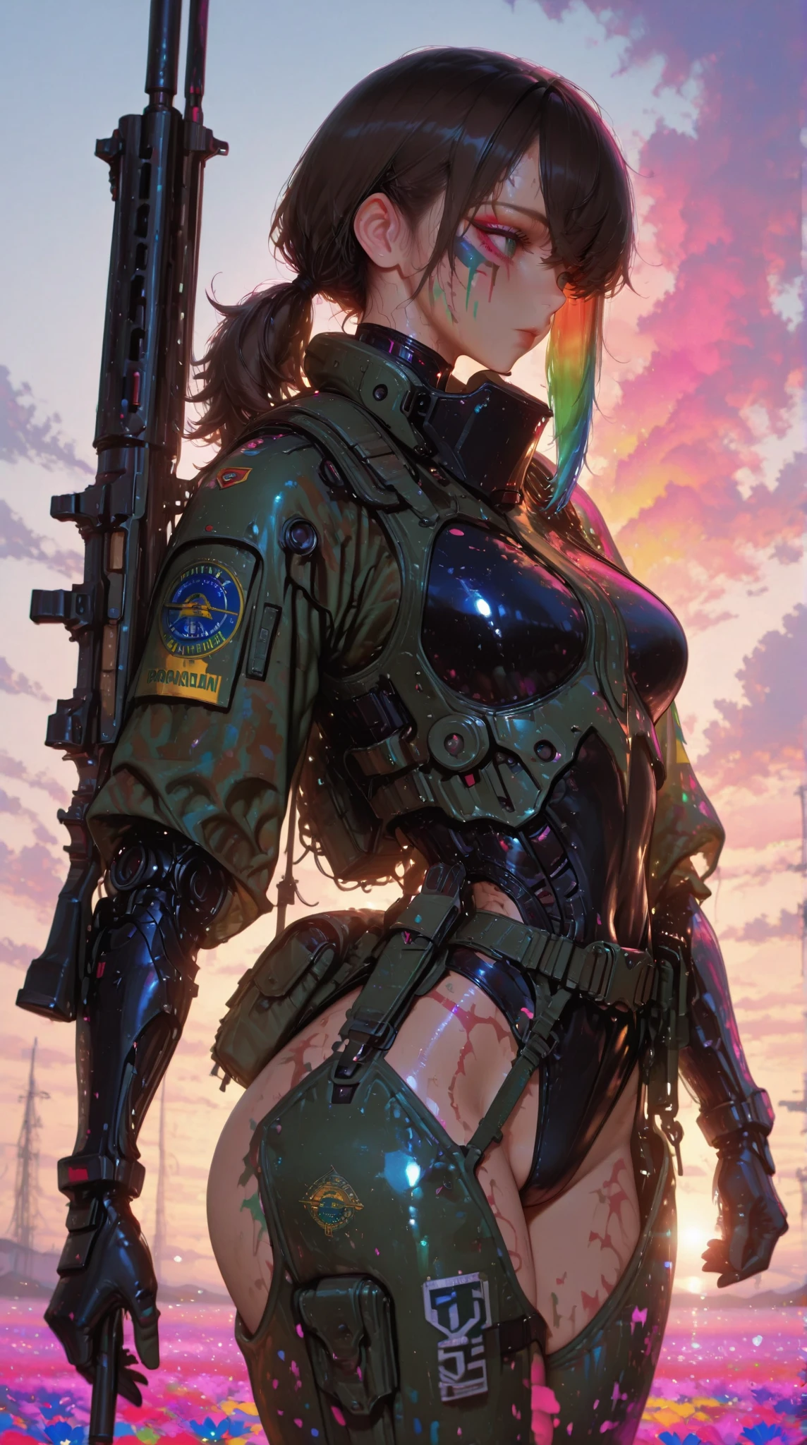 Bodysuits、armor、Kaiju 8、Girl、18-year-old、Black Hair、Moderate bust。