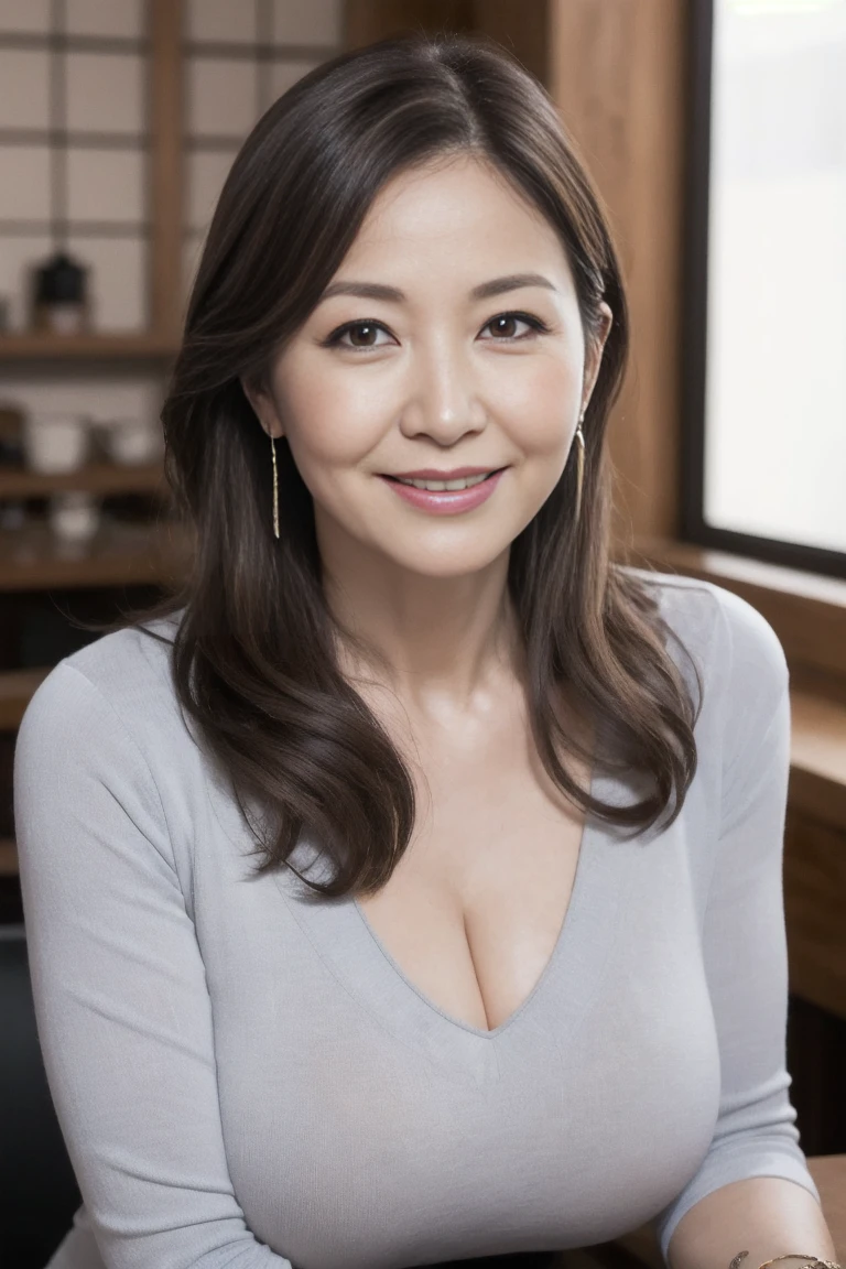 55 year old Korean woman, very tasty, very beautiful, with beautiful smile