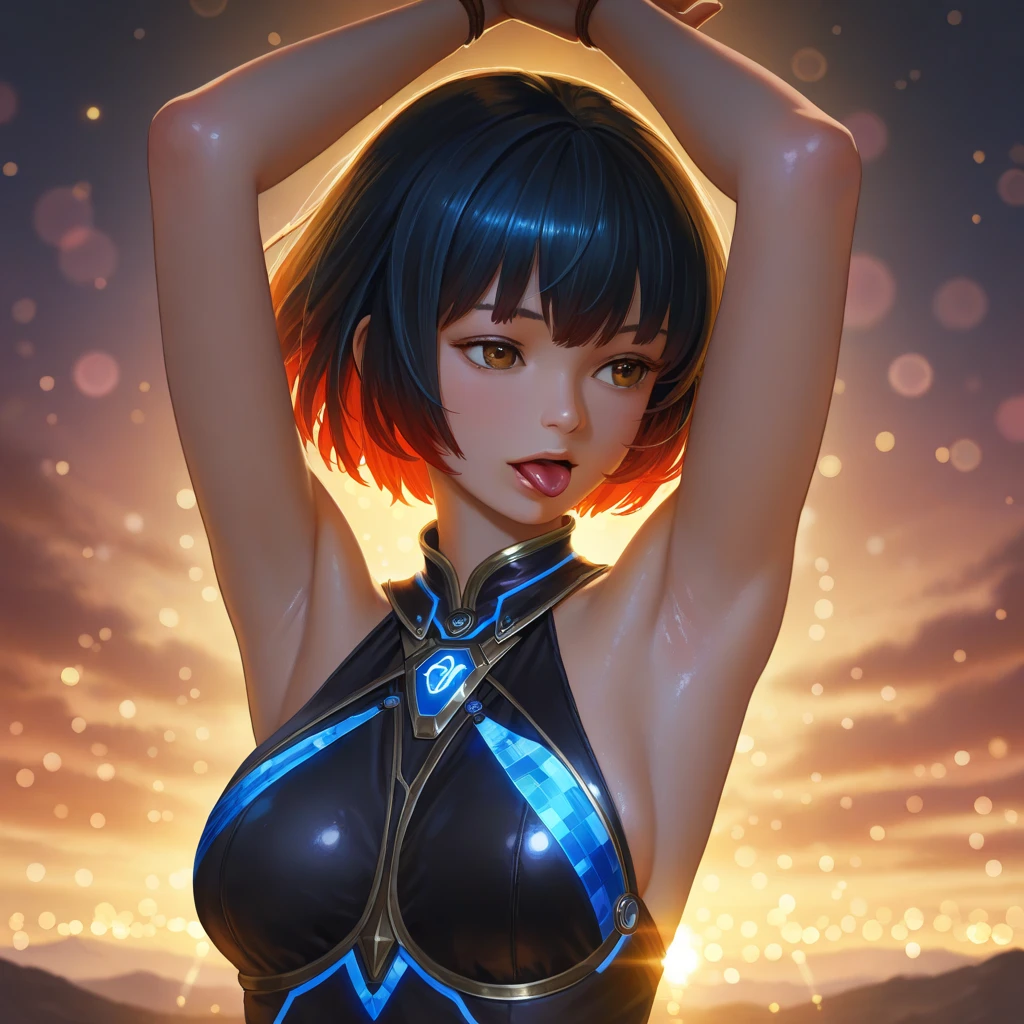 FutanariQuiron Style , Futanari , Huge ???? , Cute little girl s , ???? , gray ribbed dress , Front view , Black background , Short Cut