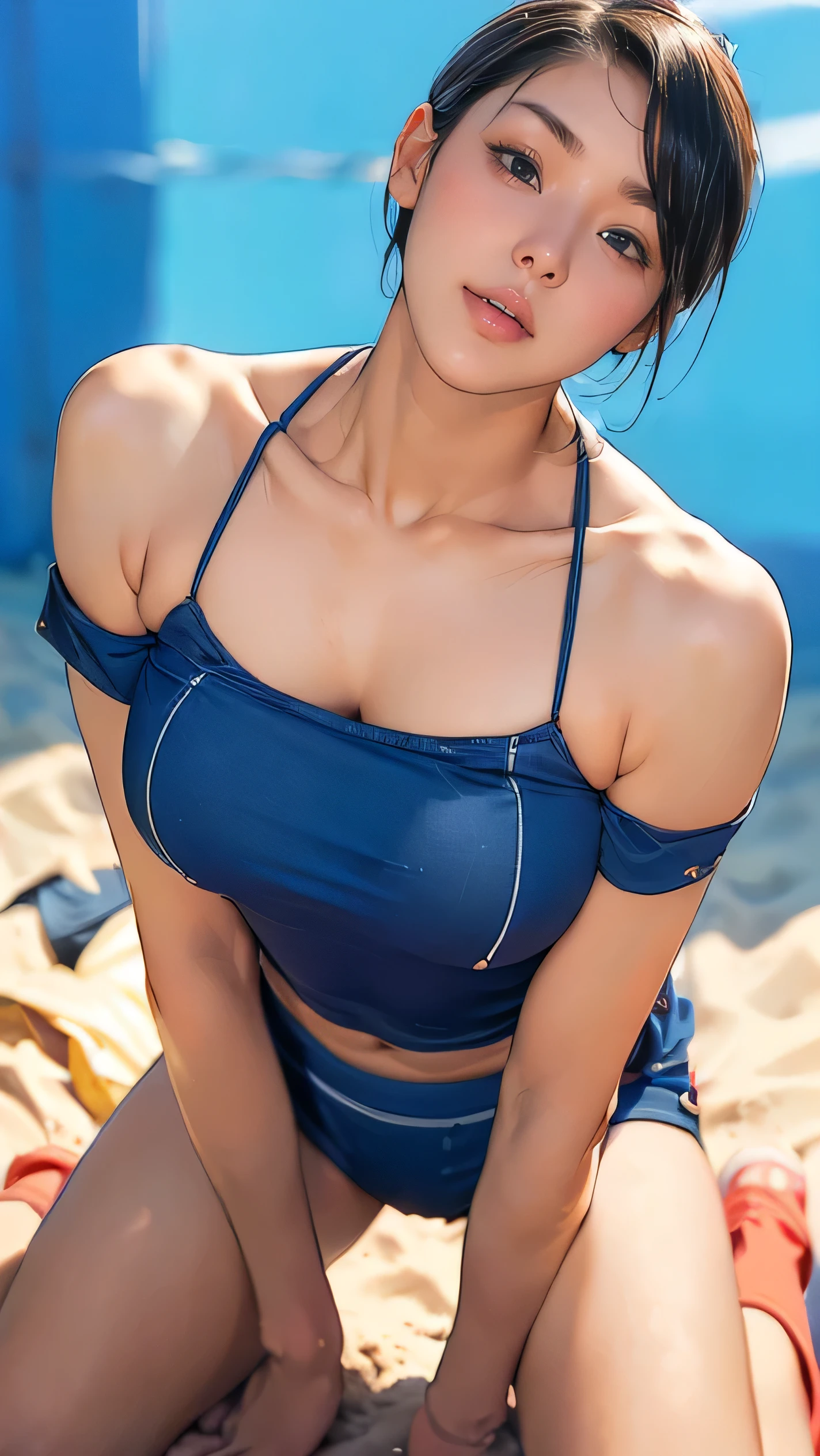 foreshortening,zoom up,(((masterpiece:1.2))), accurate, retina, anatomically correct, textured skin, ((super detail:1.2)), high quality:1.2, high details, ((best quality:1.2)), highres:1.2, 8K,(Detailed very beautiful face:1.4),(Very beautiful eye for detail:1.4),(Super detailed beautiful face:1.4),(Super detailed beautiful body:1.4),(Super detailed beautiful finger:1.4),Cute Japan girl,((Naturally large breasts)),(Detailed female tennis player),One person,outdoor tennis court,Match venue,(Super detailed Sexy Tennis Wear:1.2,Pose with hands away from crotch,relaxed state,Break background,color design,Check Mini Skirt 1.0,,make,object,,Post-exercise facial expression,Skin color after exercise,Sweaty skin:1.3,wet with sweat Tennis Wear:1.8,wet crotch:1.4,online shopping,LUMINE® Market)、full body,pussy line:1.3,Shooting from directly below:1.7,Low - Angle:1.6,Low position:1.5、Sitting with Knees Up chair, spread legs,show skort、nsfw
