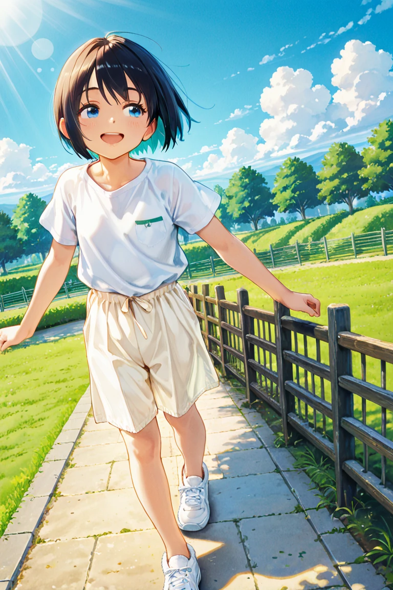 clew:A very charming little girl in swimsuit carrying a backpack,Enjoy a lovely spring outing surrounded by beautiful yellow flowers and nature。The illustration is a high-definition illustration in 4K resolution,featuring highly detailed facial features and cartoon-style visuals。