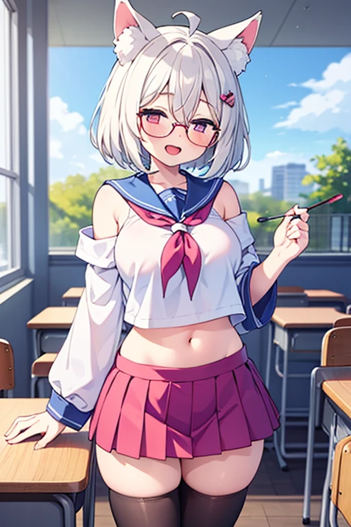 Anna Miller's Uniform, cute girl clerk, customer service smile, leaning down, Emphasized chest, and draw the full body, Nearly taking off your uniform, Undressing, I'm about to take off my panties., I'm a little shy, Neat and clean beautiful girl