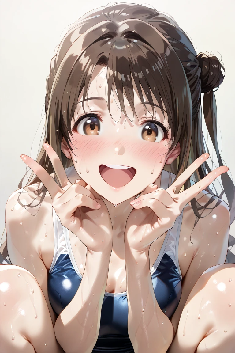 nsfw,(super fine illustration,8K CG wallpaper,best quality,extremely detailed,ultra high res,best aesthetic),(cowboy shot,from front), 1 girl, idol master,((haruka amami)),16yo,(brown hair,red ribbon), (short bob hair),(forehead:1.1),((green eyes)),shiny hair, shining eyes, delicate line tail face, sitting, spread your legs, leaning forward, open your mouth, (glin),(smile:1.5),(one eye closed:1.5), ((flat chest,very midium breast)),(ahegao:1.5),((stick out tongue:1.3)),(sit on beach mat), Completely naked:1.5), (glowing skin:1.3), (Sweat:1.4), (pubic brown hair:1.4), (open vagina:1.3), (Heart sign:1.5),(bukkake:1.7),(cum on Face:1.5),(cum on hair:1.5),(cum on armpit:1.3), (siting), (squatting),(vaginal penis:1.2), testicle, (a man:1.2), hetero, (lady sit astride on man:1.3), (sex,lady on top,ass pov), (Intense sex:1.6),(look at camera),(background,Midsummer, deserted island, beach, outdoor), sweets shop,perfect lighting:1.5),(look at camera),(((multiple boys:1.9, peeing on a girl,multiple penises:1.9, gangbang))),(spoken heart:1.5),(peace sign:1.5),(ahegao:1.5),(bloom:1.3),(look at camera:1.2),(bitch:1.3),(Commemorative photo:1.5),(happy:1.5,love:1.5),