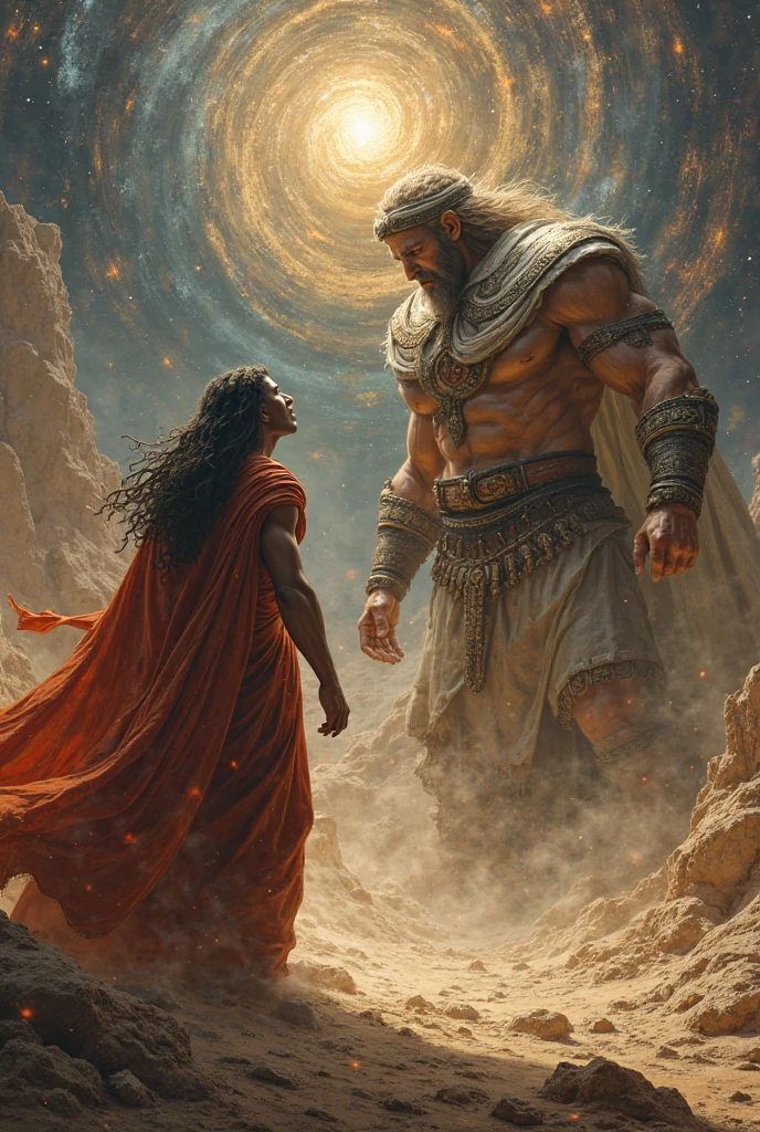 I want an epic image of Sisyphus capturing death, without any connection with the stone