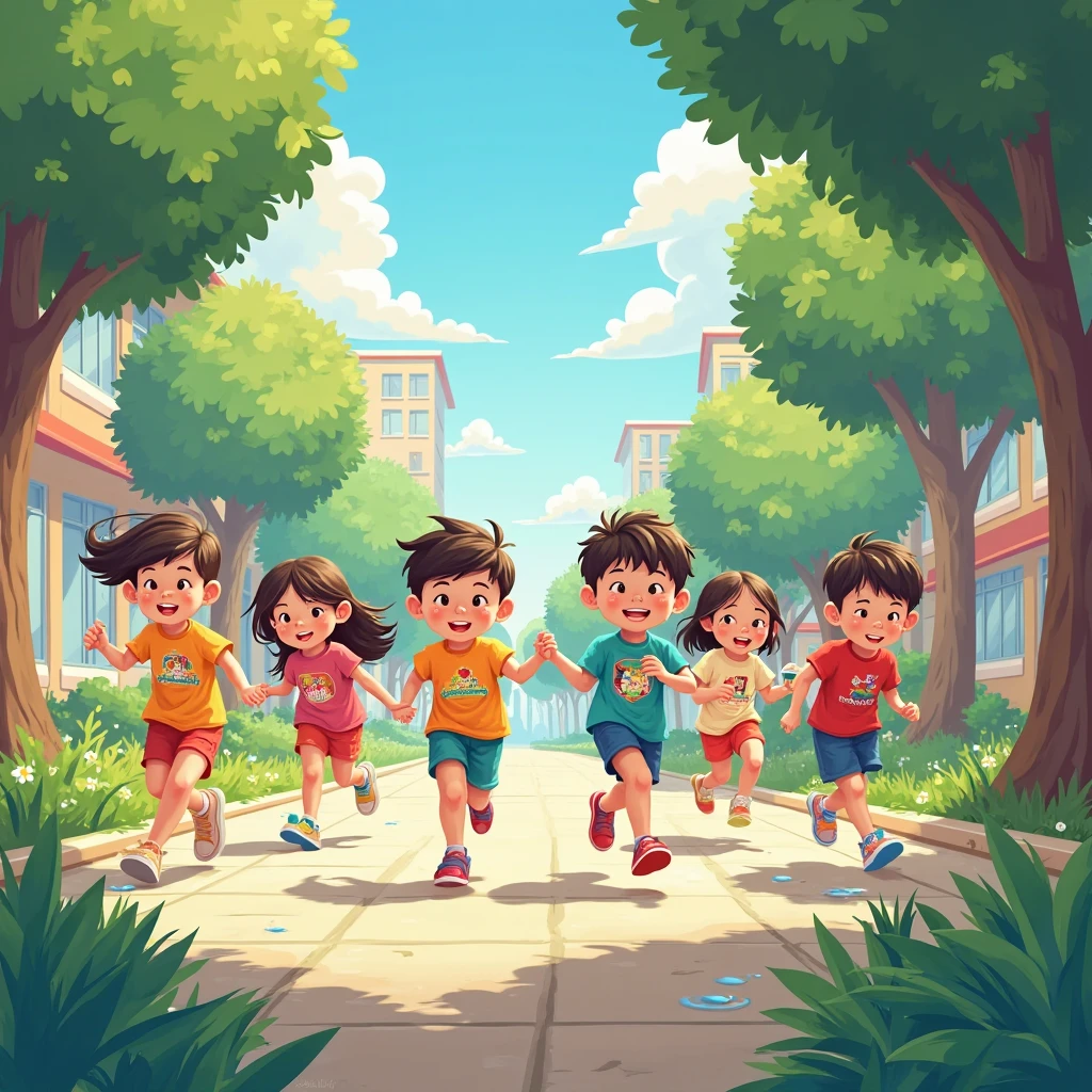 Children playing at a school