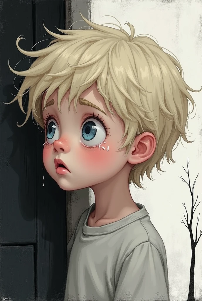 Drawing of a half-body child with a blackboard